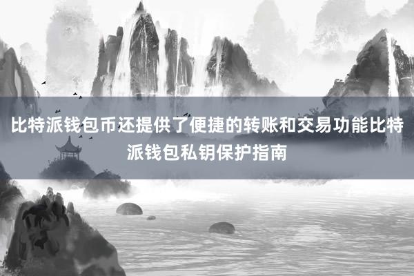 比特派钱包币还提供了便捷的转账和交易功能比特派钱包私钥保护指南