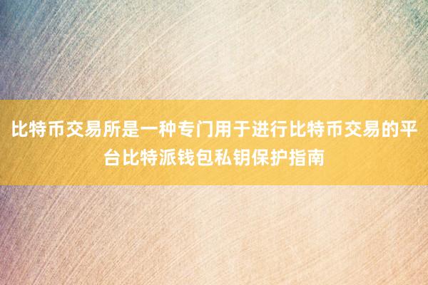 比特币交易所是一种专门用于进行比特币交易的平台比特派钱包私钥保护指南