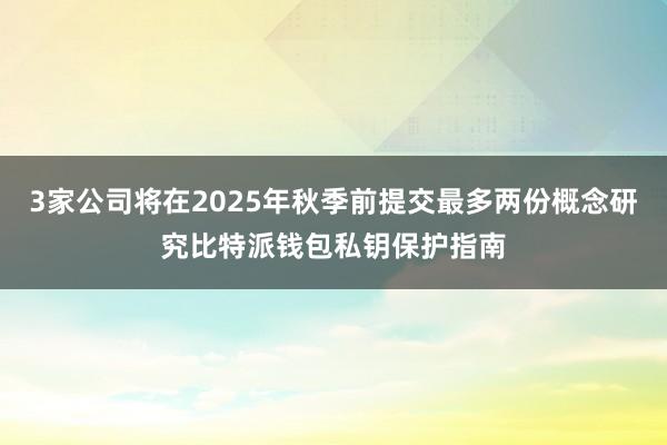 3家公司将在2025年秋季前提交最多两份概念研究比特派钱包私钥保护指南