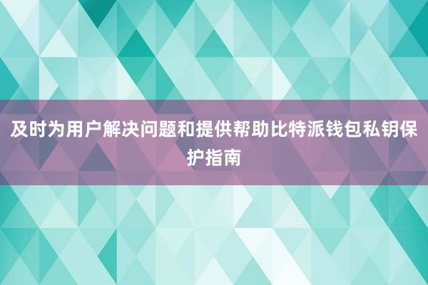 及时为用户解决问题和提供帮助比特派钱包私钥保护指南