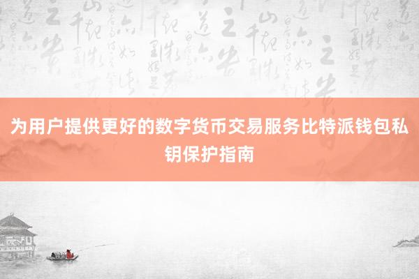 为用户提供更好的数字货币交易服务比特派钱包私钥保护指南