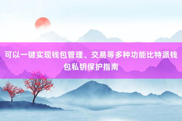 可以一键实现钱包管理、交易等多种功能比特派钱包私钥保护指南