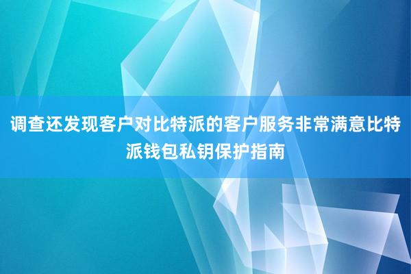 调查还发现客户对比特派的客户服务非常满意比特派钱包私钥保护指南